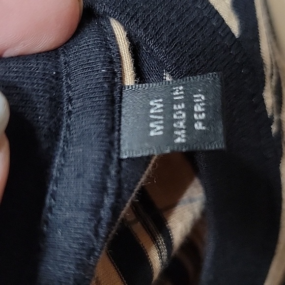 ATM Size M Tan w/ Black Stripes Boy Tee, Long Sleeve, Button Shoulder Detail EUC - Picture 13 of 14